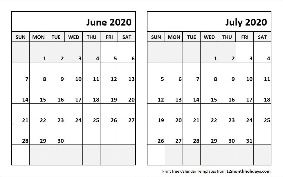 Jun Jul 2020 Calendar Template 2018 Calendar 2021 Calendar