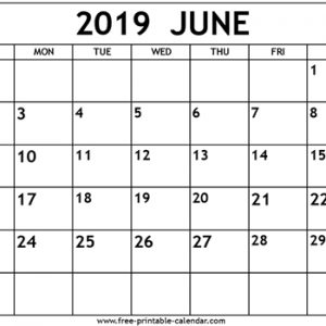 June 2019 Calendar Template Free Printable Calendar