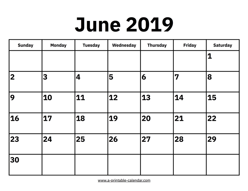 June 2019 Calendar