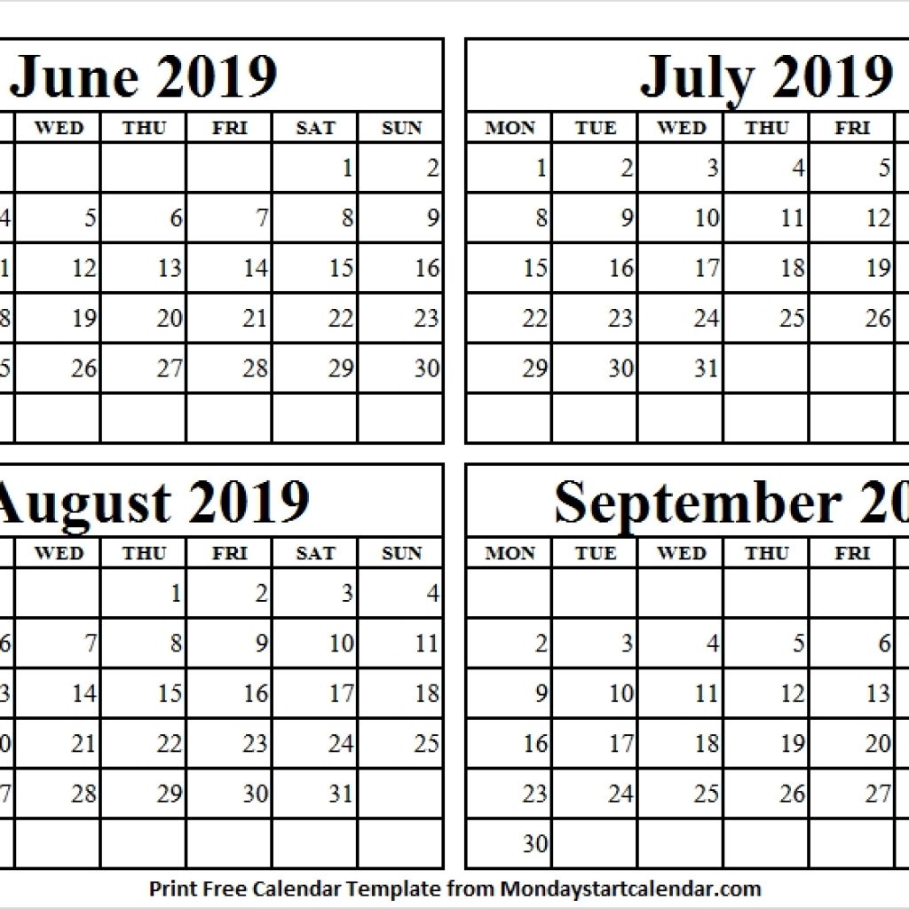 June To September 2019 Calendar Printable Png Jpg Images