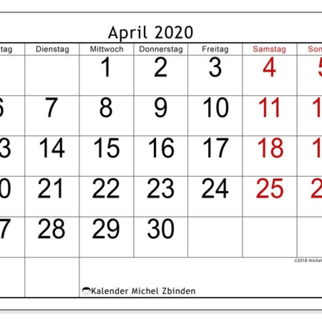 Kalender April 2020 62ms Michel Zbinden De