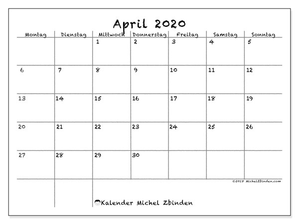 Kalender April 2020 77ms Michel Zbinden De