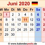 Kalender Juni 2020 Als Pdf Vorlagen