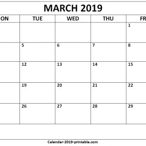 March 2019 Blank Monthly Calendar March April May 2019calendar