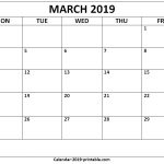 March 2019 Blank Monthly Calendar March April May 2019calendar