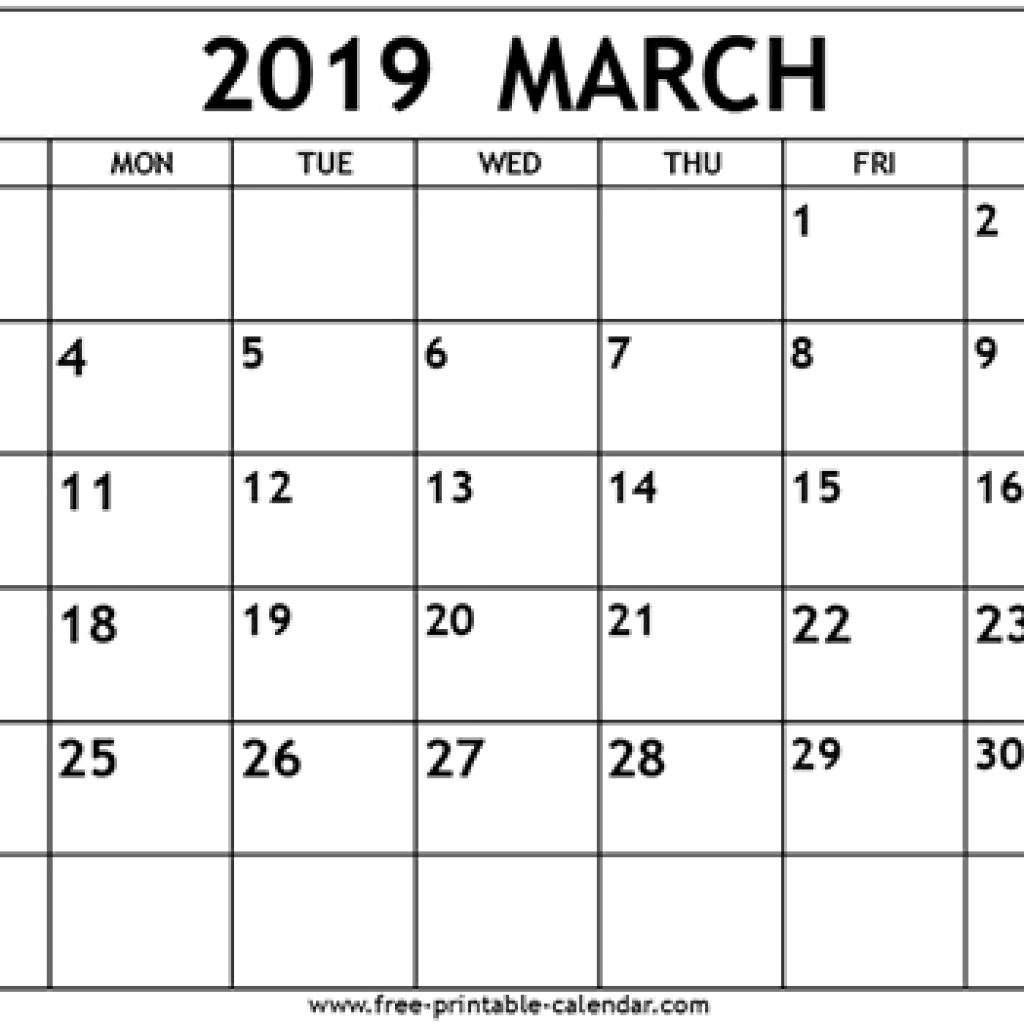 March 2019 Calendar Template Free Printable Calendar