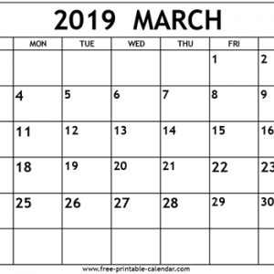 March 2019 Calendar Template Free Printable Calendar