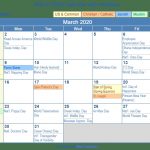 March 2020 Calendar With Holidays United States