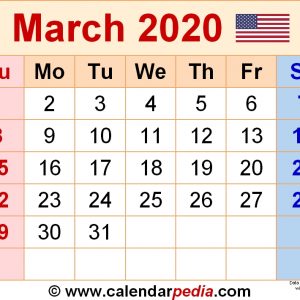 March 2020 Calendars For Word Excel Pdf