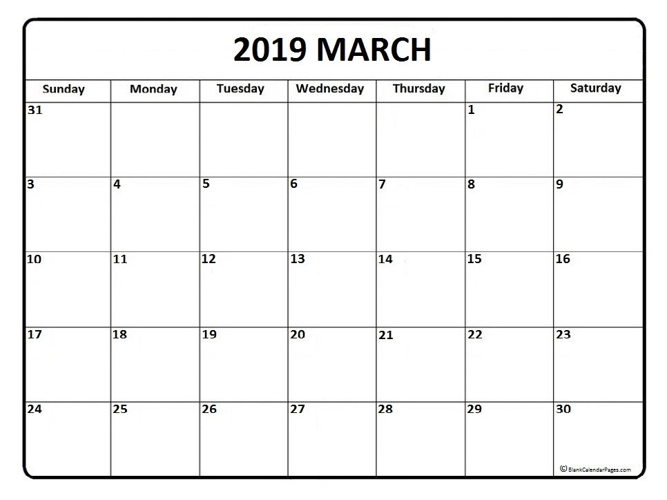 March Calendar 20119 March March2019 March2019calendar