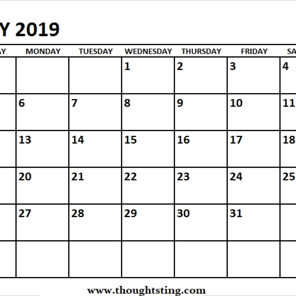 May 2019 Blank Calendar Pdf And Jpg Template Free Printable