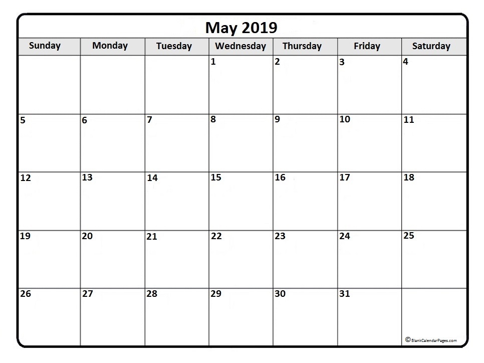 May 2019 Calendar Free Printable Monthly Calendars