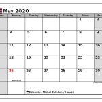 May 2020 Calendar Hawaiiusa Michel Zbinden En