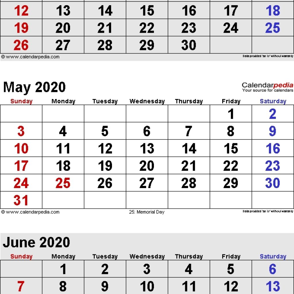 May 2020 Calendars For Word Excel Pdf