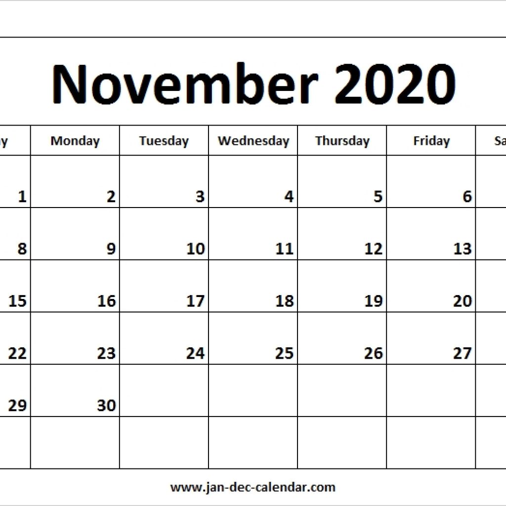 November 2020 Calendar January December Calendar September