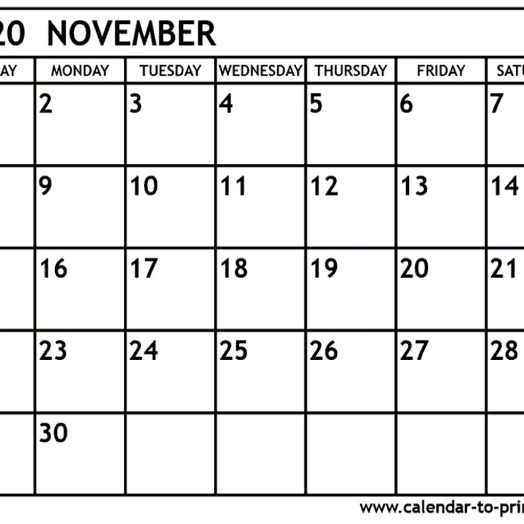 November 2020 Calendar Printable