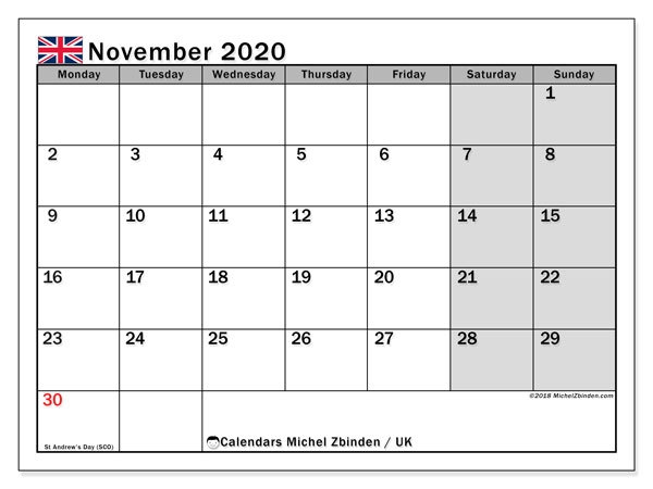 November 2020 Calendar Uk Michel Zbinden En