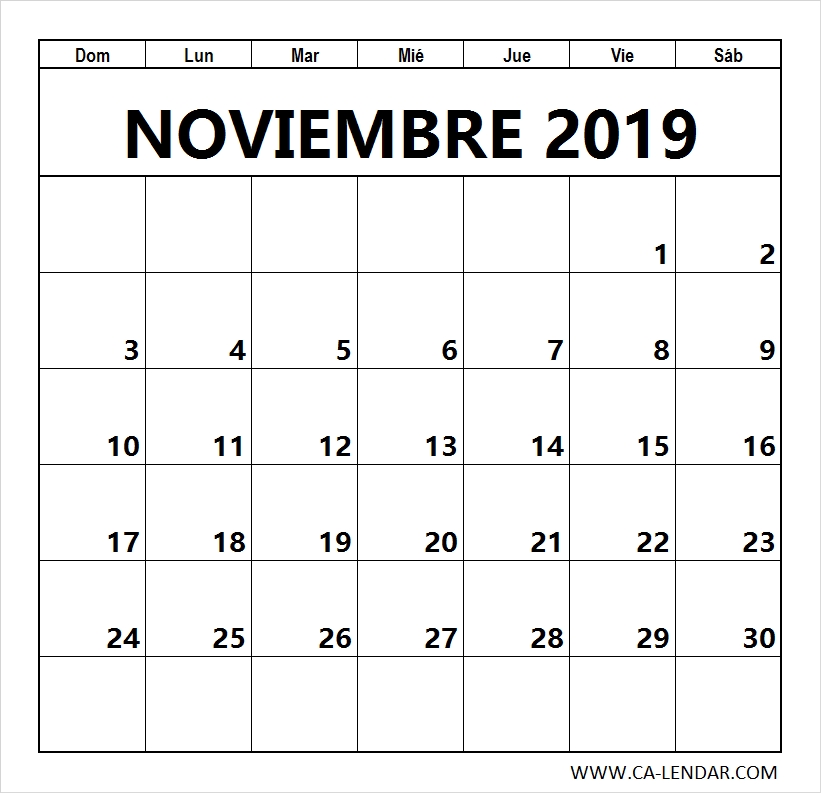 Noviembre 2019 Calendario Para Imprimir Calendario Calendario