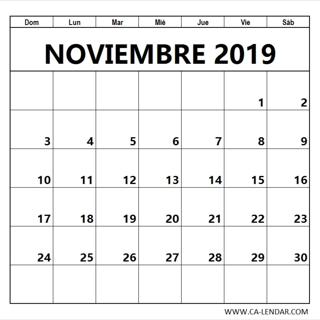 Noviembre 2019 Calendario Para Imprimir Educacion Escolar