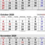 October 2020 Calendars For Word Excel Pdf