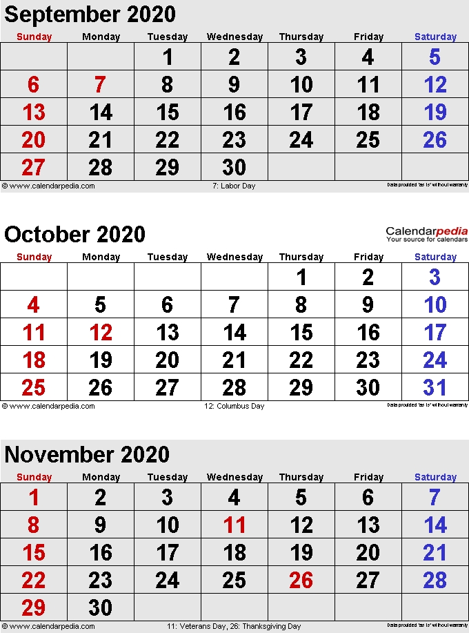 October 2020 Calendars For Word Excel Pdf