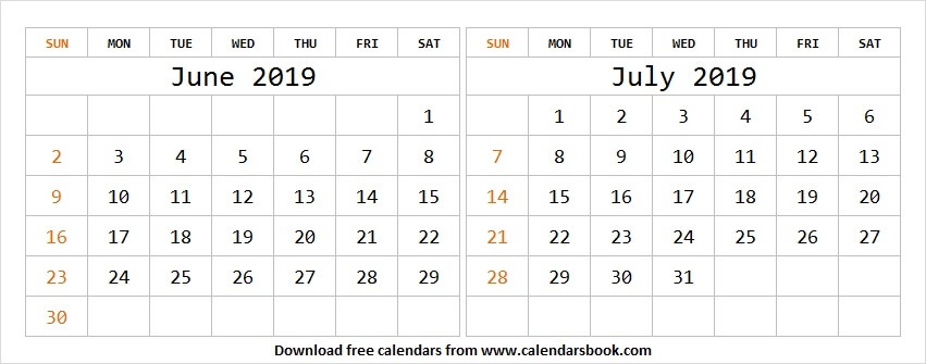 Png Calendar June July 2019 Template Template For Download