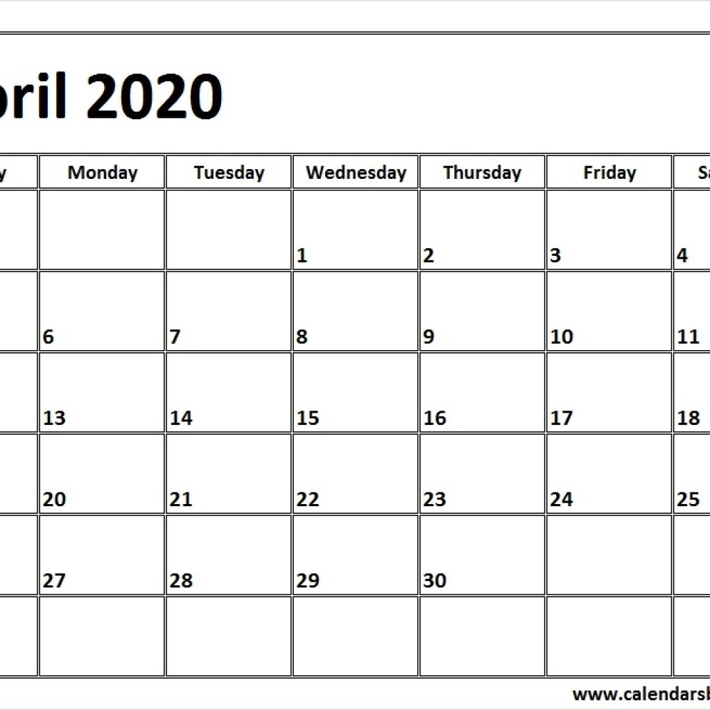 Print April 2020 Calendar Template Blank Printable Calendar