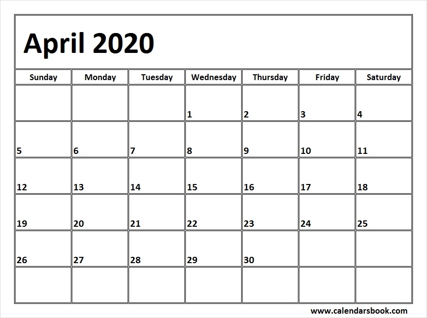 Print April 2020 Calendar Template Blank Printable Calendar