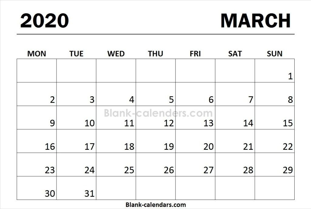 Print Calendar 2020 March Monday Start 2020 Calendar Excel