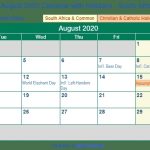 Print Friendly August 2020 South Africa Calendar For Printing