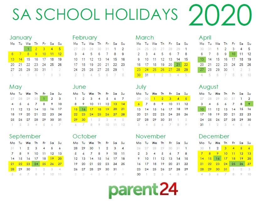 Print It Sas 2020 School Holiday Calendar Parent24