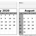 Print July August 2020 Calendar Template 2 Month Calendar