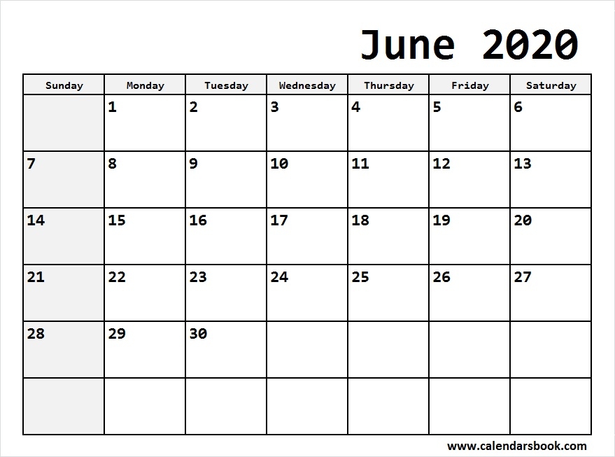 Print June 2020 Calendar Template Blank Printable Calendar