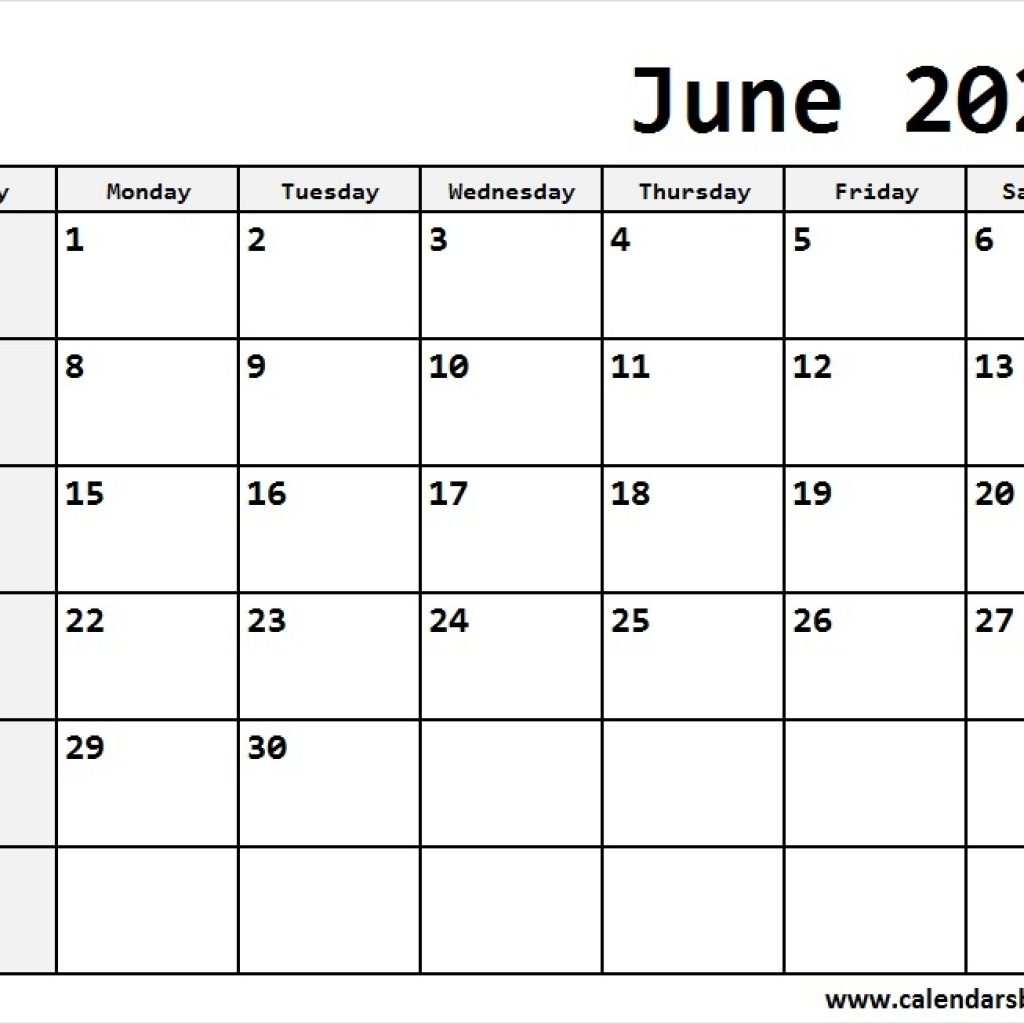 Print June 2020 Calendar Template Blank Printable Calendar