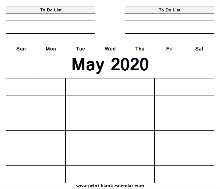 Print May 2020 Blank Calendar Blank Calendar Template