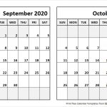 Print September October 2020 Calendar Template 2 Month Calendar