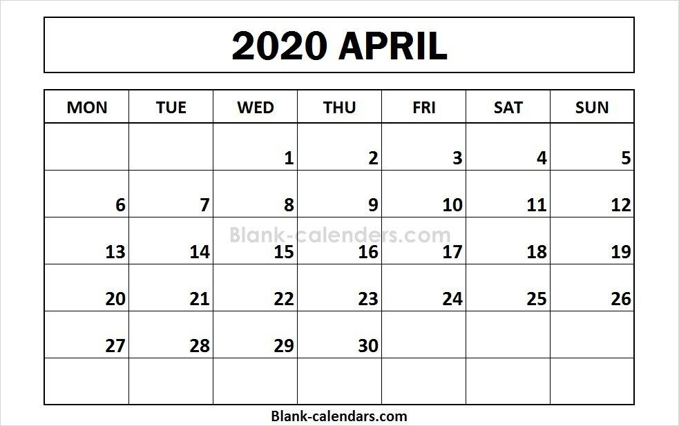 Printable April 2020 Calendar Monday Start 2020 Calendar