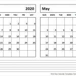 Printable Blank Two Month Calendar April May 2020 Template