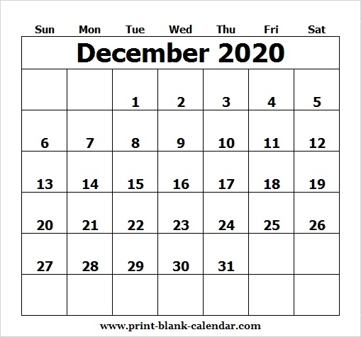 Printable Calendar December 2020 Template Pdf Excel Word Image