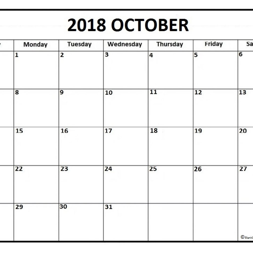 Printable Calendar For October 2019 Blank Template Download