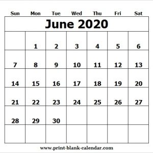 Printable Calendar June 2020 Template Pdf Excel Word Image