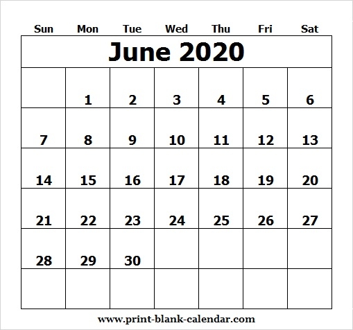 Printable Calendar June 2020 Template Pdf Excel Word Image