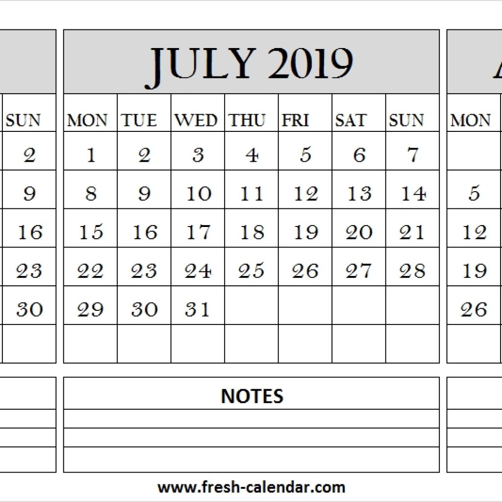 Printable Calendar June July August 2019 Free 2019 Calendar Online