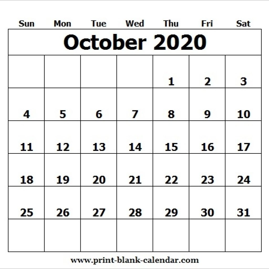 Printable Calendar October 2020 Template Pdf Excel Word Image