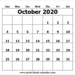 Printable Calendar October 2020 Template Pdf Excel Word Image