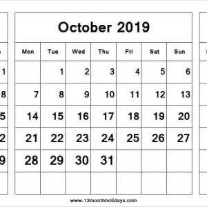 Printable Calendar September October November 2019 Blank Calendar