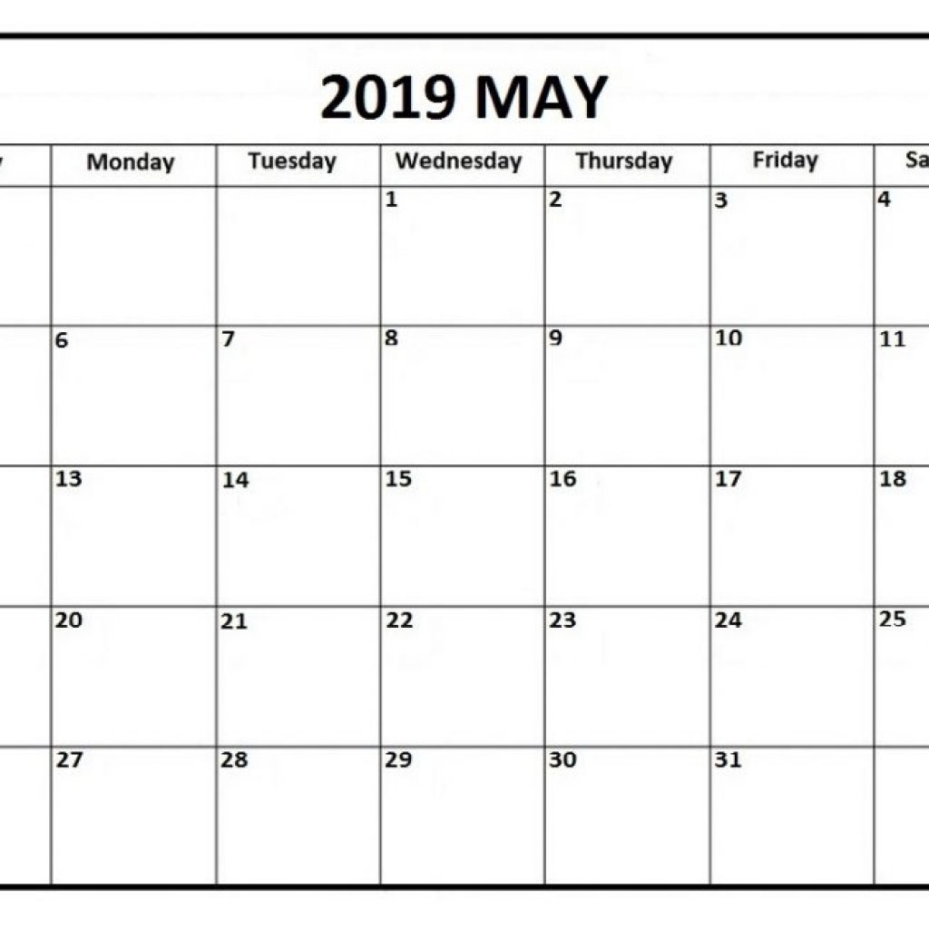 Printable May 2019 Calendar Landscape And Vertical Free Printable