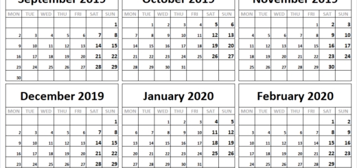 Printable September 2019 February 2020 Calendar Archives 7 Days