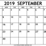 September 2019 Calendar Template Free Printable Calendar