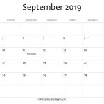 September 2019 Editable Calendar With Holidays